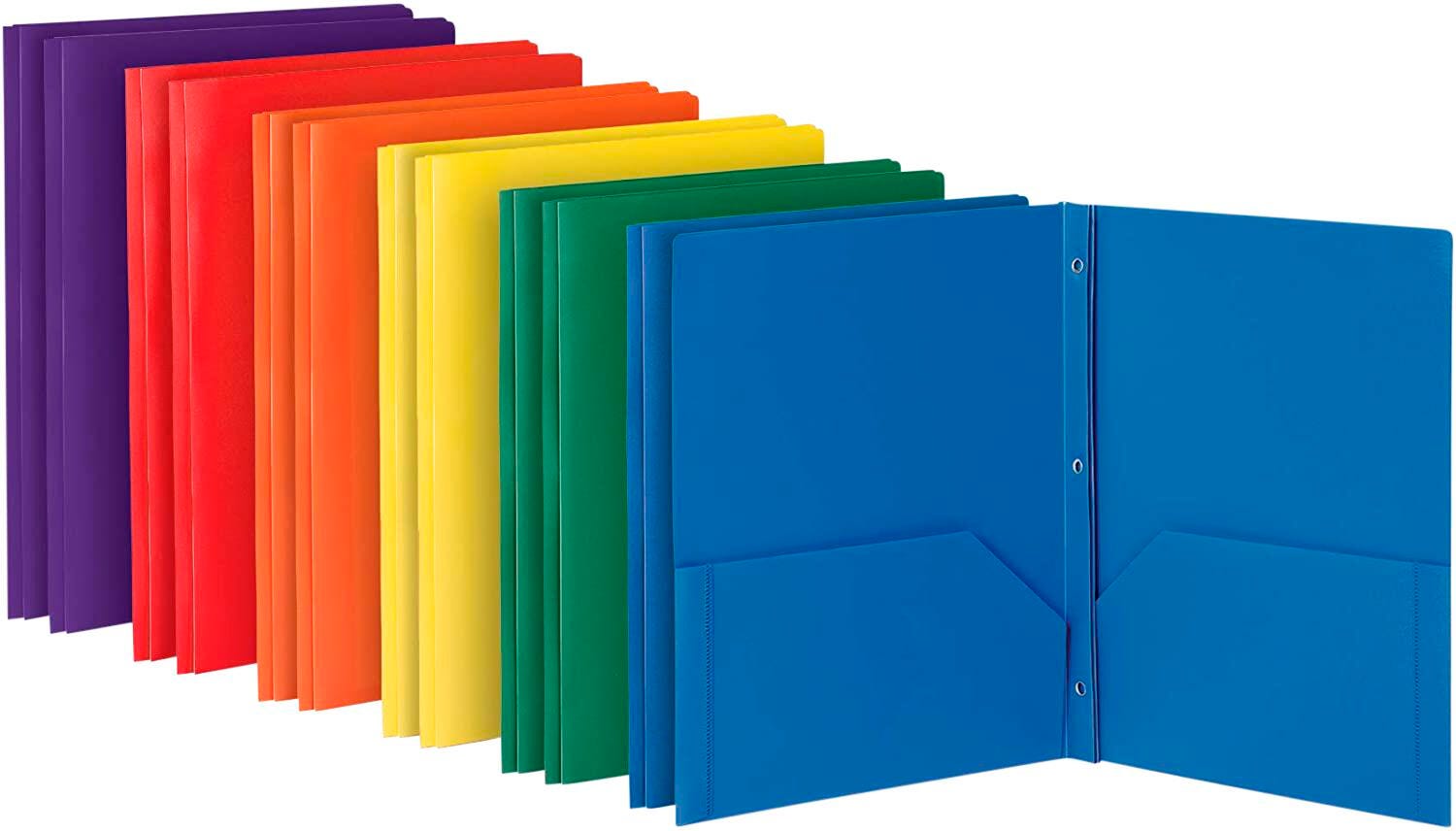Image for Oxford 2-Pocket Poly Portfolio w/Prongs, Assorted Colors, Set of 12 from School Specialty