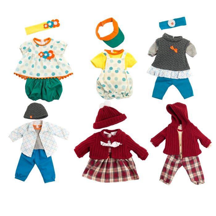 Miniland Doll All-Season Fashion Clothing, 15 Inches, Set of 6