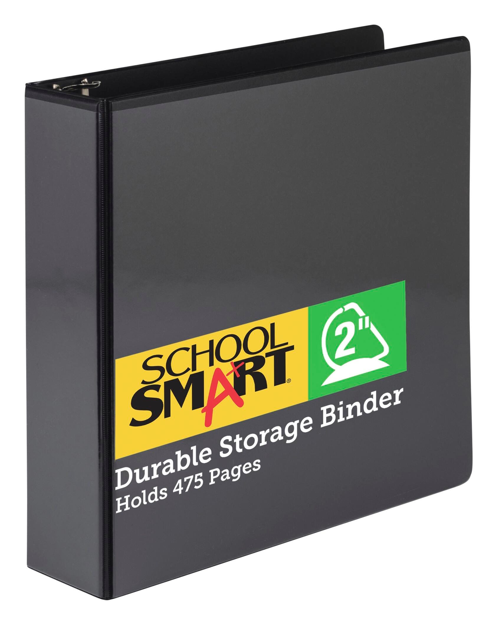 School Smart Durable Polypropylene D Ring Binder, 2 Inches, Black 2006450