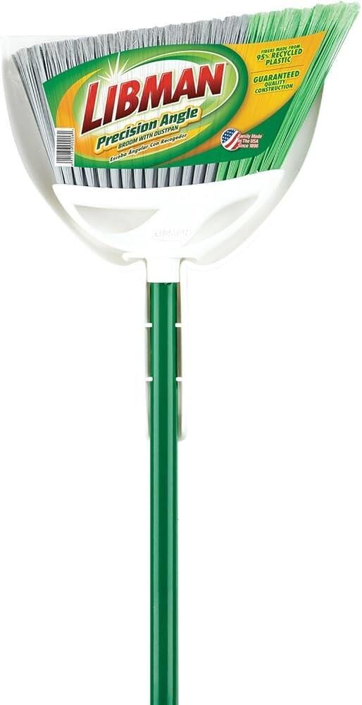 Libman Precision Angle Broom with Clean Fibers Dustpan, 53 Inch Handle, Pack of 4 2162068