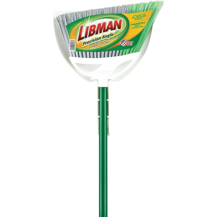 Libman Precision Angle Indoor/Outdoor Broom with Clean Fibers Dustpan, 53 Inch Handle, Pack of 4