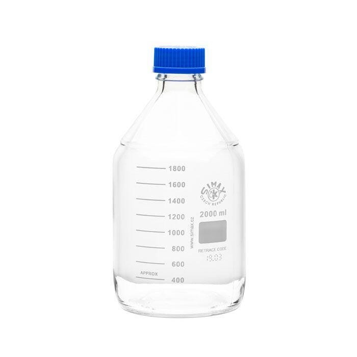 United Scientific Media & Storage Bottles, Borosilicate Glass, 2000 Milliliters, Pack of 4