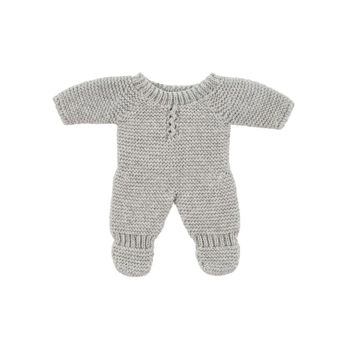 Miniland Clothes for Newborn Baby Doll, Gray Pajamas, 8-1/4 Inches
