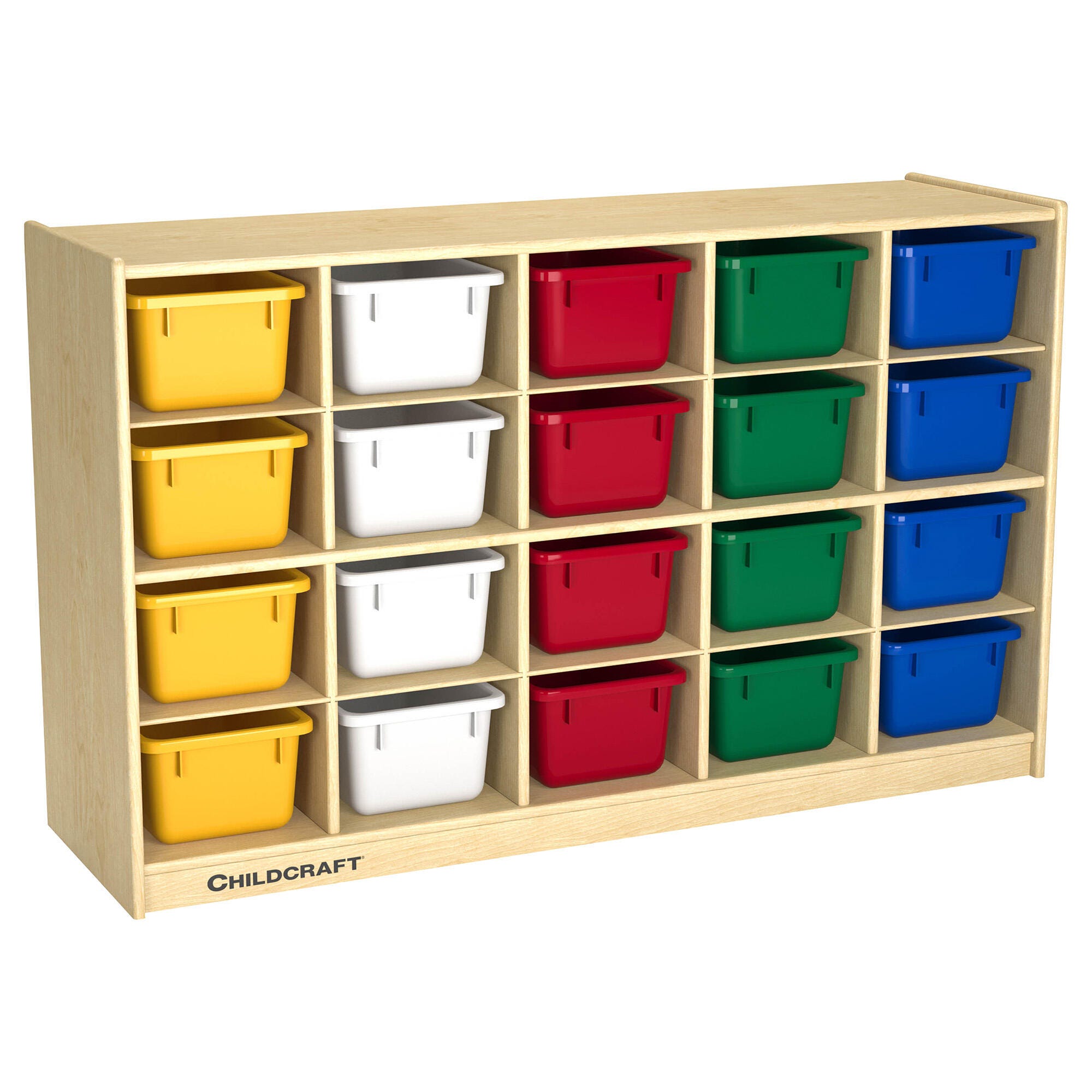 Image for Childcraft Mobile Cubby Storage Unit, 20 Primary Color Bins, 47-3/4 x 14-1/4 x 30 Inches from School Specialty