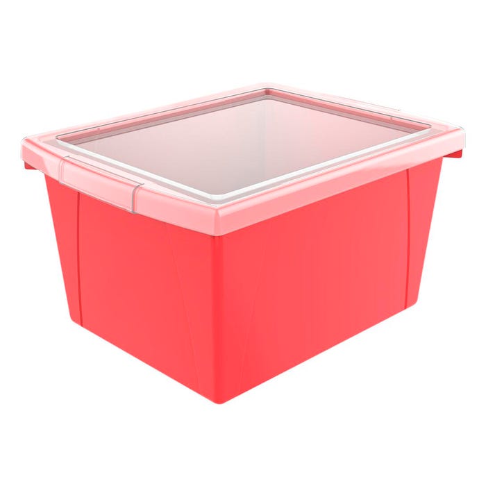 Storex Classroom Storage Bin with Lid, 4 Gallon, 13-5/8 x 11-1/4 x 7-7/8 Inches, Red