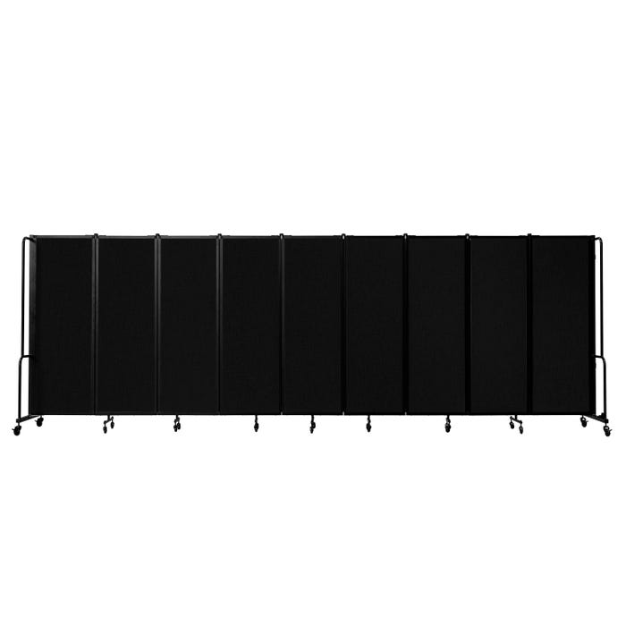 National Public Seating Room Divider, Black Pet Panels, 9 Sections, 6 Feet