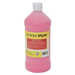 School Smart Washable Tempera Paint, Pink, 1 Quart Bottle