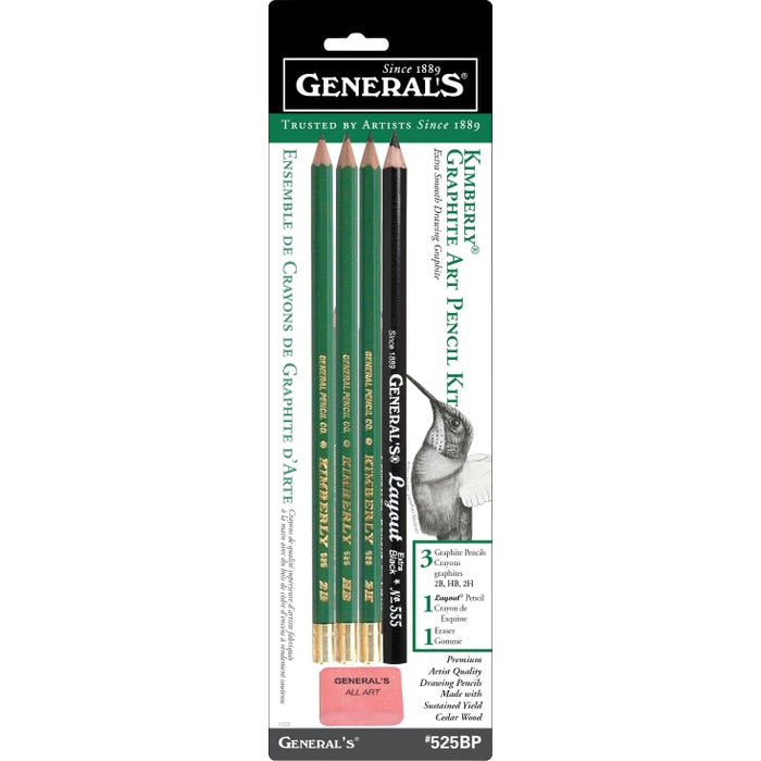 General's Kimberly Graphite Drawing Pencils, Assorted Hardness, Set of 5