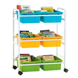 Copernicus Small Book Browser Cart with Vibrant Cool Tubs, 28 x 15-3/4 x 36-1/2 Inches, Item Number 2096432