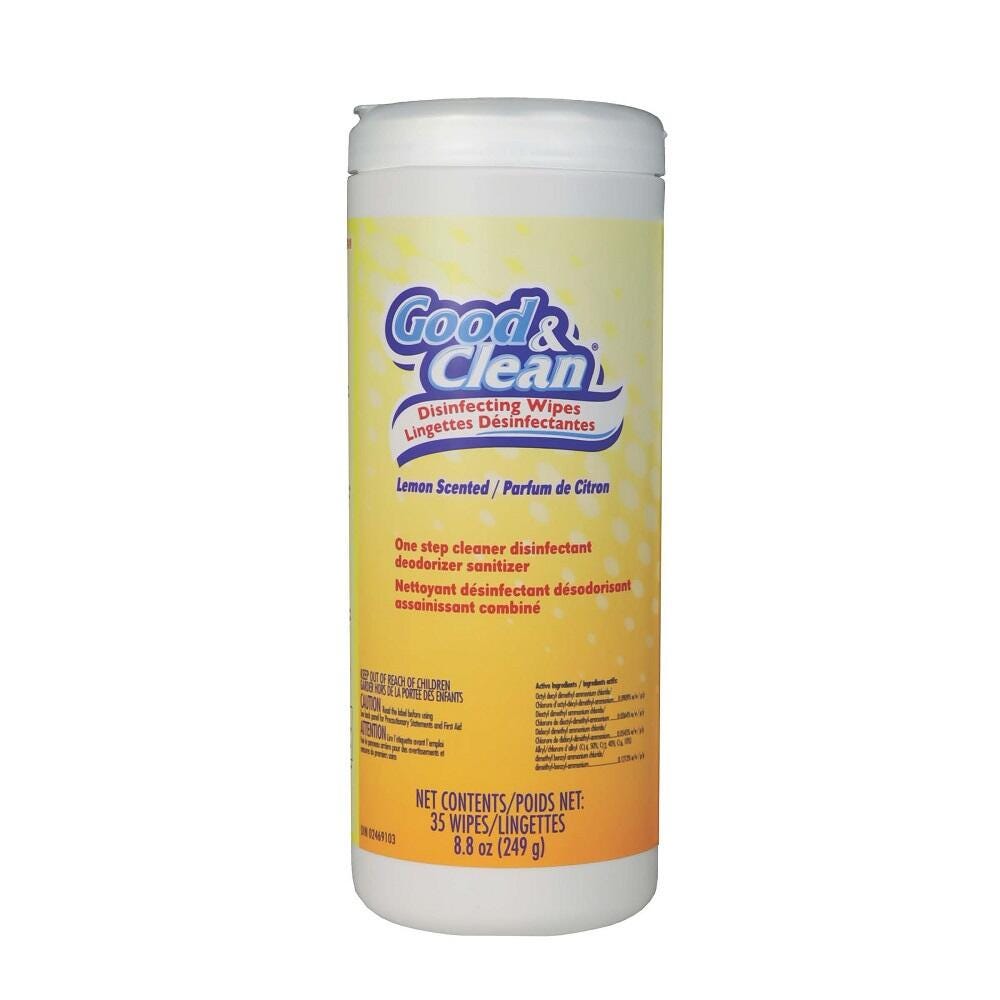 Image for Good & Clean Disinfecting Wipes, Lemon Scented, 35 Count Container from School Specialty