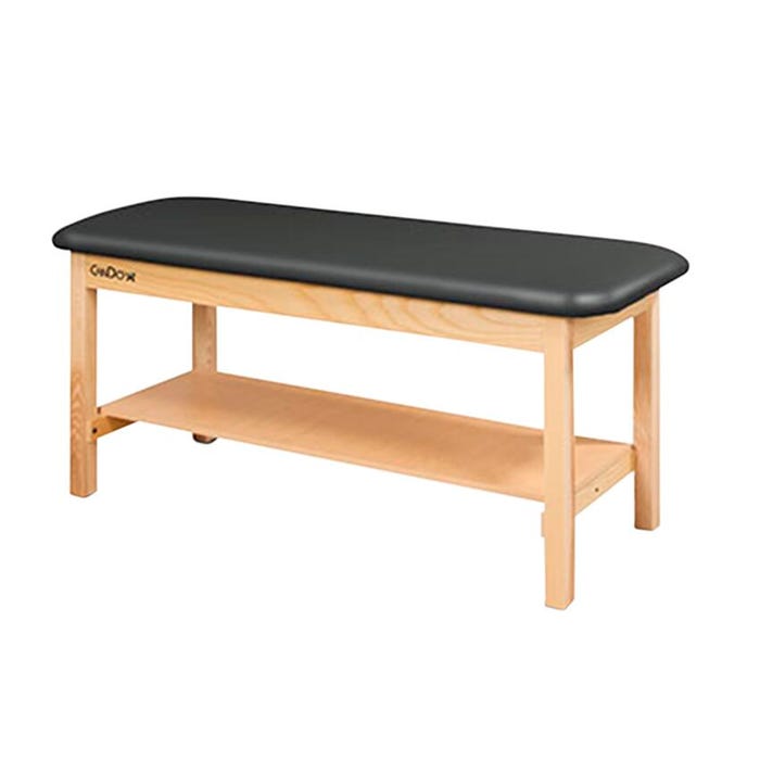 CanDo® Treatment Table w/Flat Top and Shelf, 30 x 72 x 31 Inches, Natural Wood/Black Upholstery