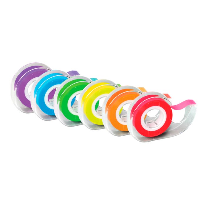 Lee Products Removable Highlighter Tape, 1/2 X 720 Inches, Assorted Colors, Set of 6
