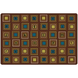 Carpets for Kids Literacy Squares Rug, 6 x 9 Feet, Rectangle, Nature Colors, Brown, Item Number 1396529