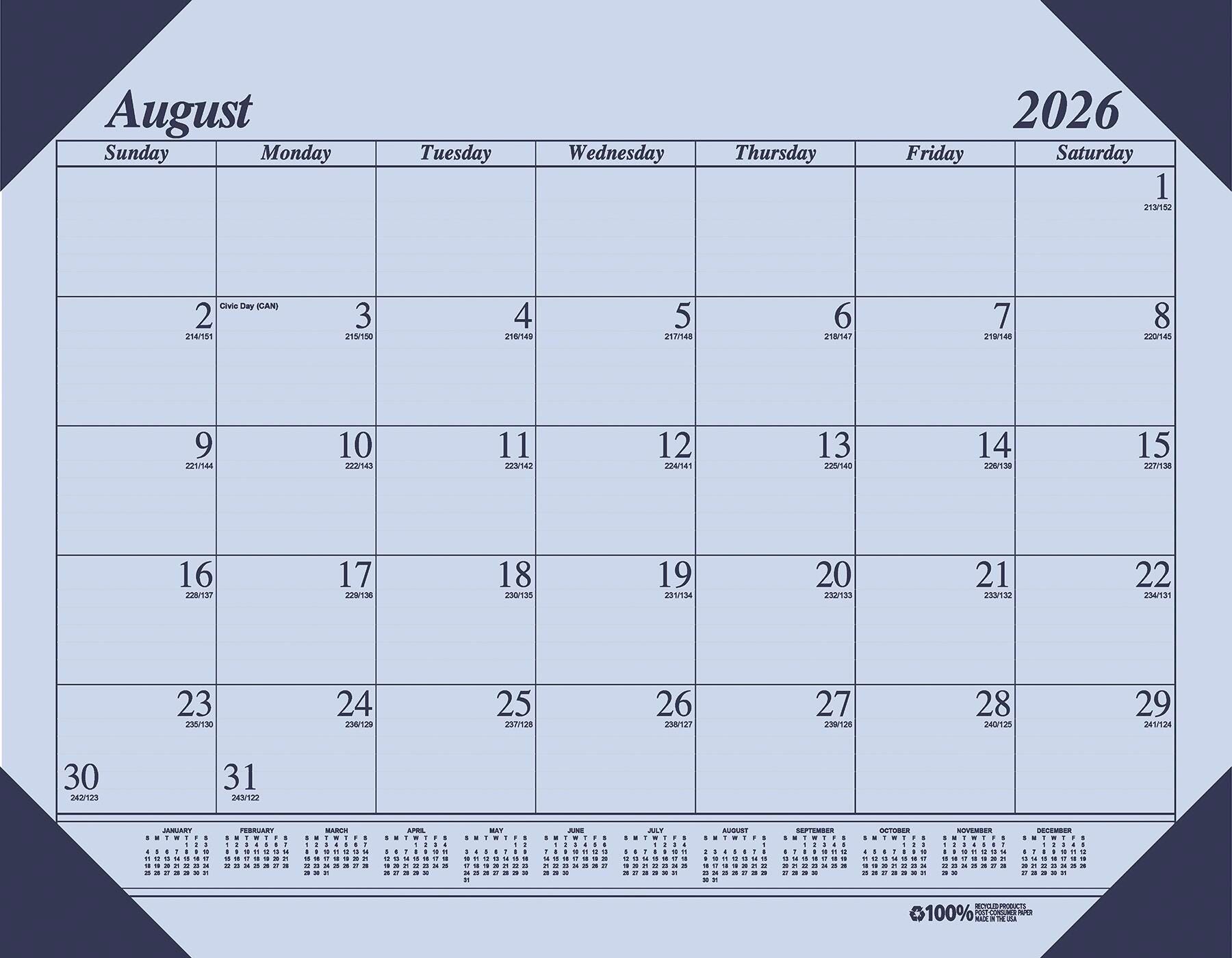 House of Doolittle Ecotones Compact Academic Desk Pad Calendar, 12 Months, August 2026 to July 2027, 18-1/2 x 13 Inches, Orchid