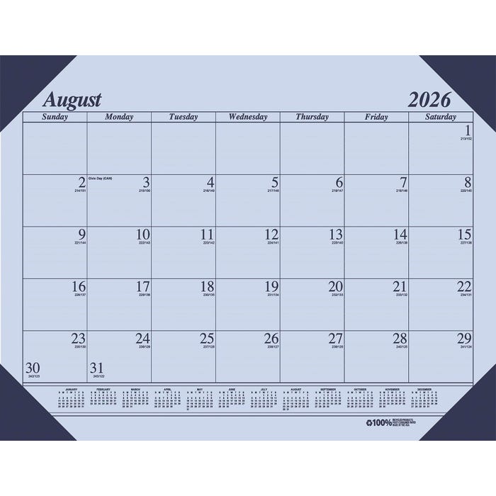 House of Doolittle Ecotones Compact Academic Desk Pad Calendar, 12 Months, August 2026 to July 2027, 18-1/2 x 13 Inches, Orchid