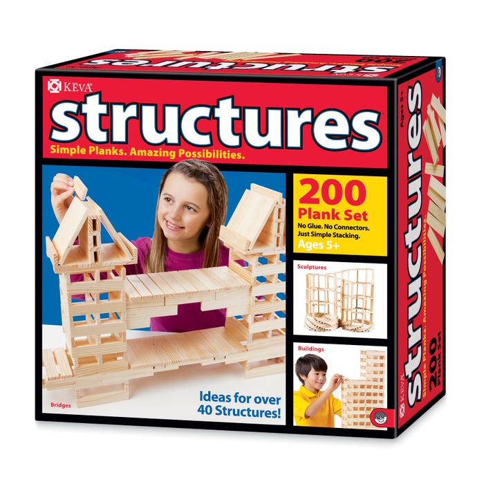 Mindware KEVA Structures Wooden Planks Building Set, 200 Pine Planks