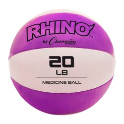 Champion Sports Rhino Leather Medicine Ball, 20 Pounds, Purple/White, Item Number 2096707
