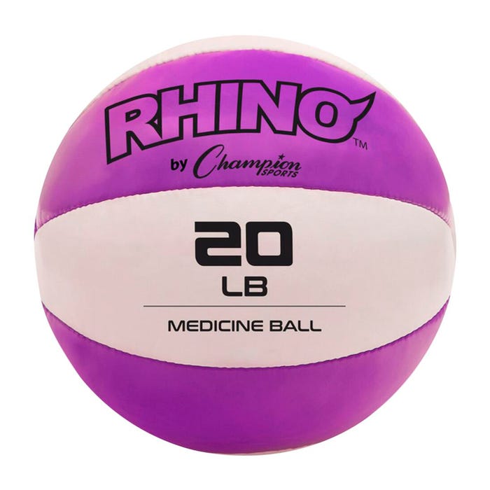 Champion Sports Rhino Leather Medicine Ball, 20 Pounds, Purple/White