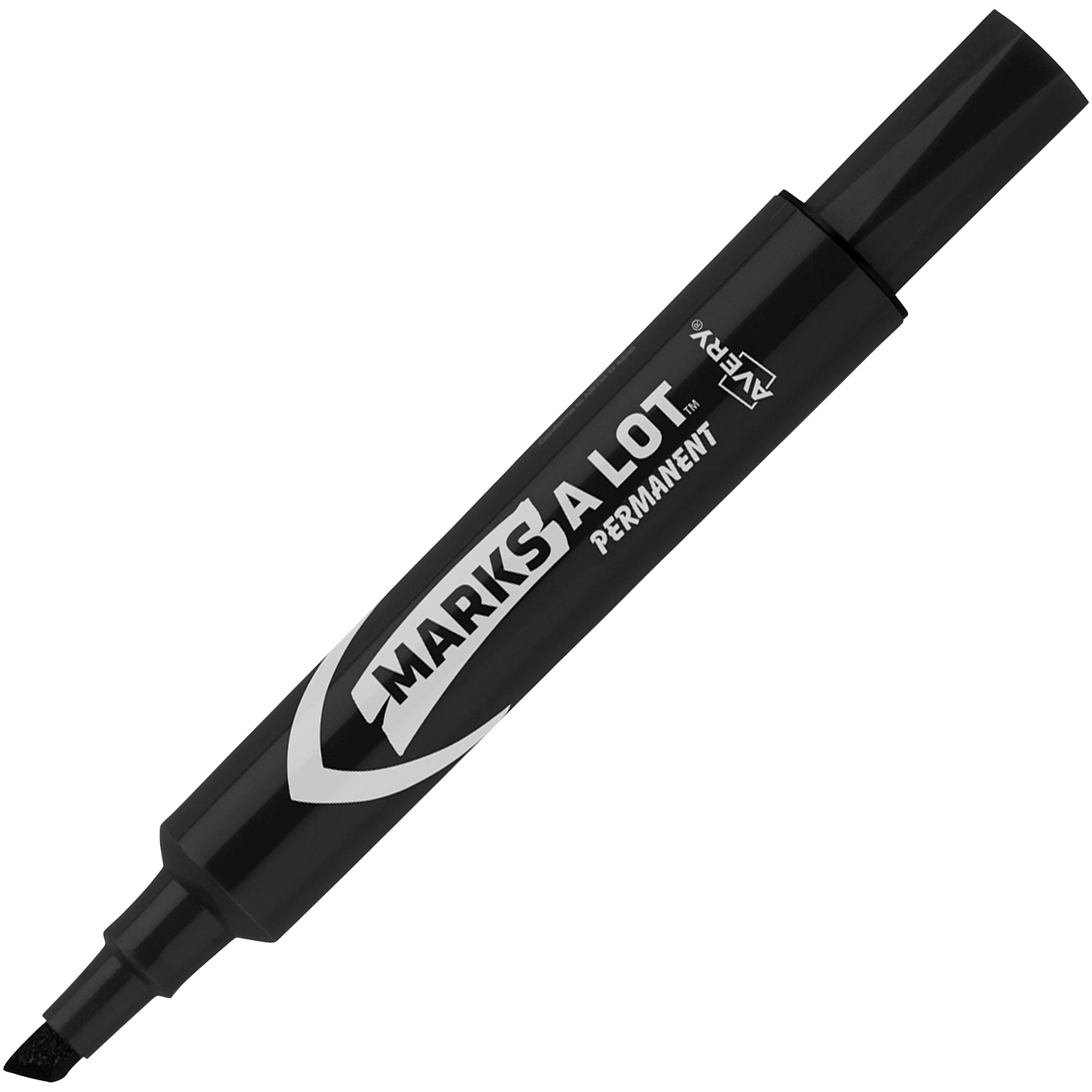 Avery Marks-A-Lot Desk Style Permanent Markers, Chisel Tip, Black, Pack of 12 077263
