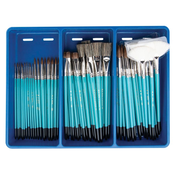 Royal & Langnickel Economy Sable Ceramic Paint Brush Classroom Pack, Assorted Size, Blue, Set of 72