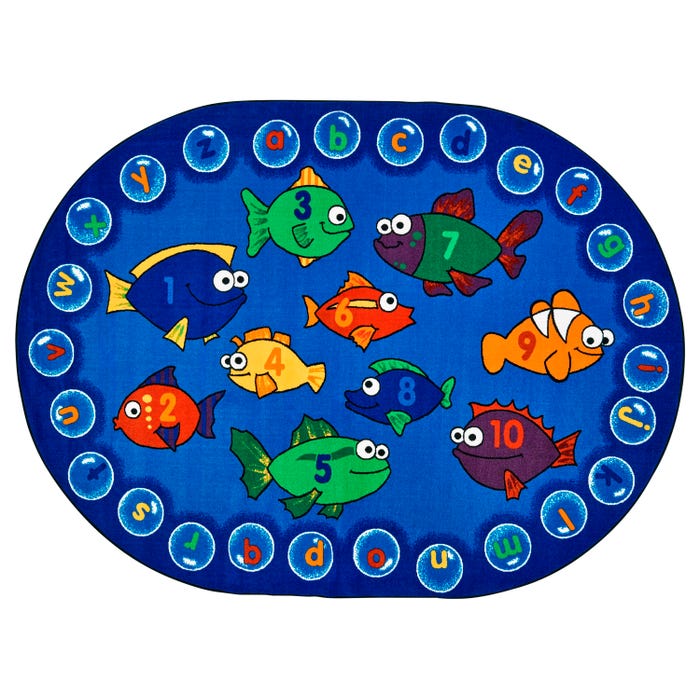 Carpets for Kids Premium Fishing for Literacy Carpet, Oval