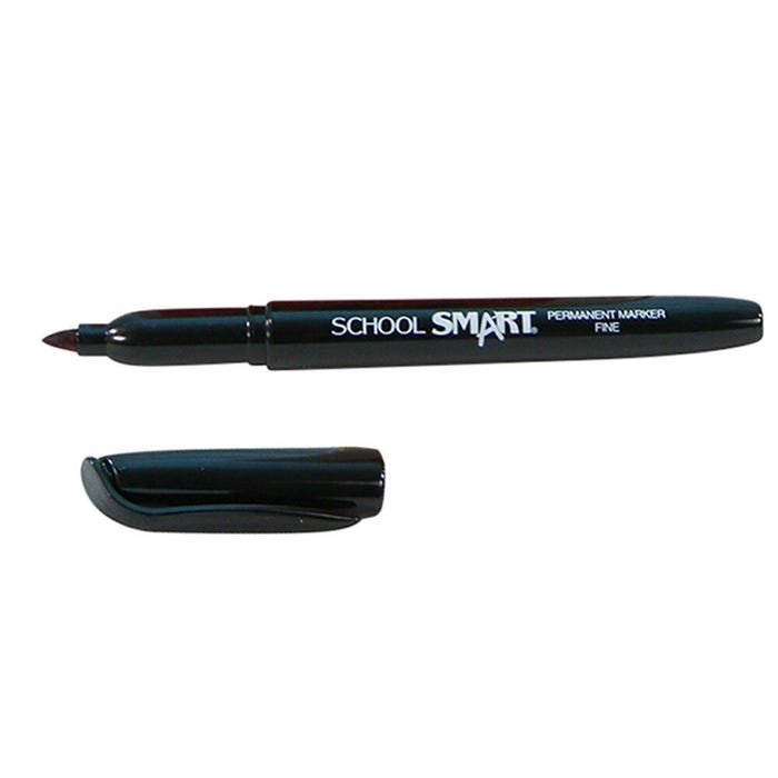 School Smart Fine Tip Permanent Markers, Quick-Drying and Water Resistant, 1 mm Tip, Black, Pack of 48