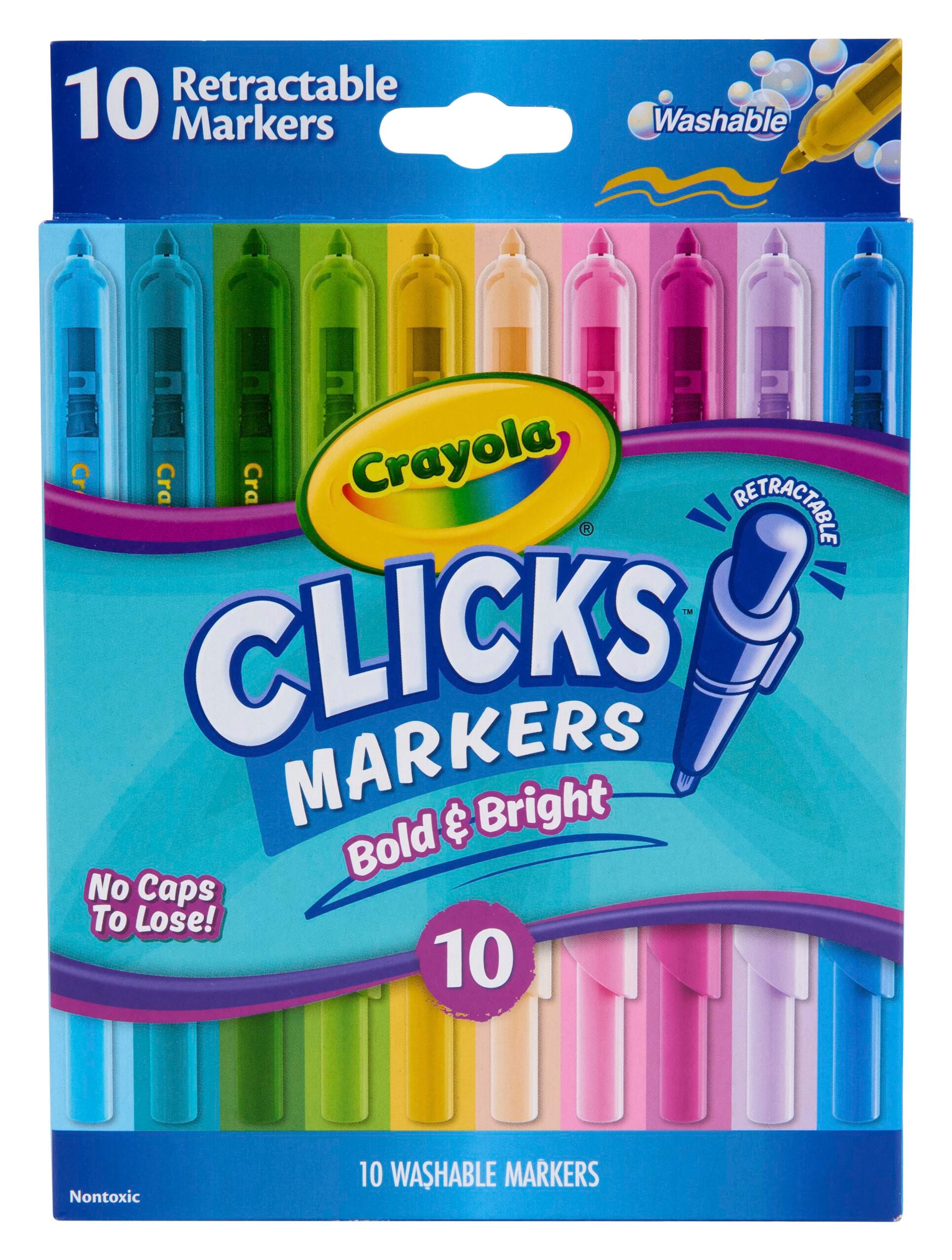 Image for Crayola Clicks Retractable Markers, Assorted Bold & Bright Colors, Pack of 10 from School Specialty