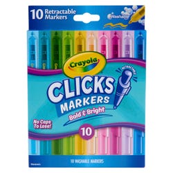 Crayola Clicks Retractable Markers, Assorted Bold & Bright Colors, Pack of 10