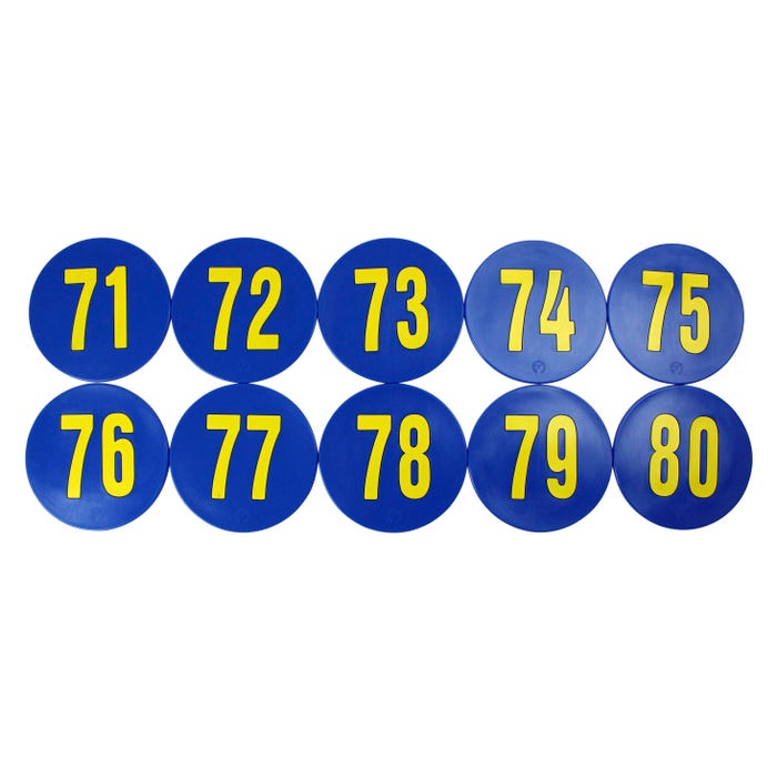 Poly Enterprises Numbered 71 to 80 Spots, 9 Inches, Poly Molded Vinyl, Blue, Set of 10