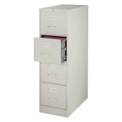 Lorell Fortress Commercial-grade Vertical File, 22 in Deep, 4-Drawer, 15 x 22 x 52 Inches, Light Gray