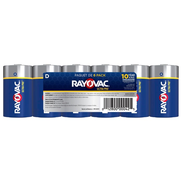 Rayovac Ultra Pro Alkaline D Batteries, Pack of 6