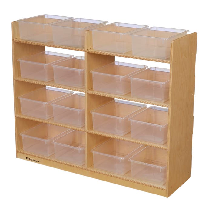 Childcraft Mobile Book Storage Unit, 16 Translucent Bins, 47-3/4 x 14-1/4 x 42 Inches