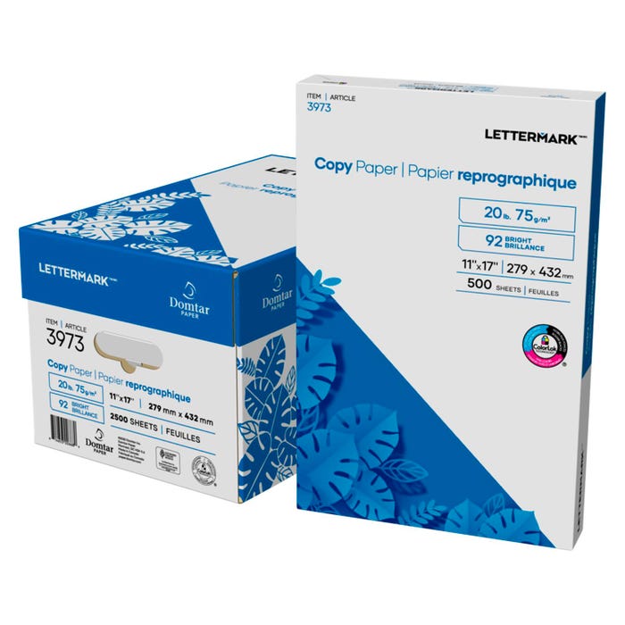 Lettermark Multi-Purpose Copy Paper, 11 x 17 Inches, White, 2500 Sheets