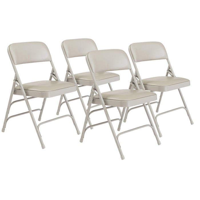 National Public Seating Premium Upholstered Folding Chair, 1300 Series, Warm Grey, 17-3/4 Inch Seat Height, Set of 4