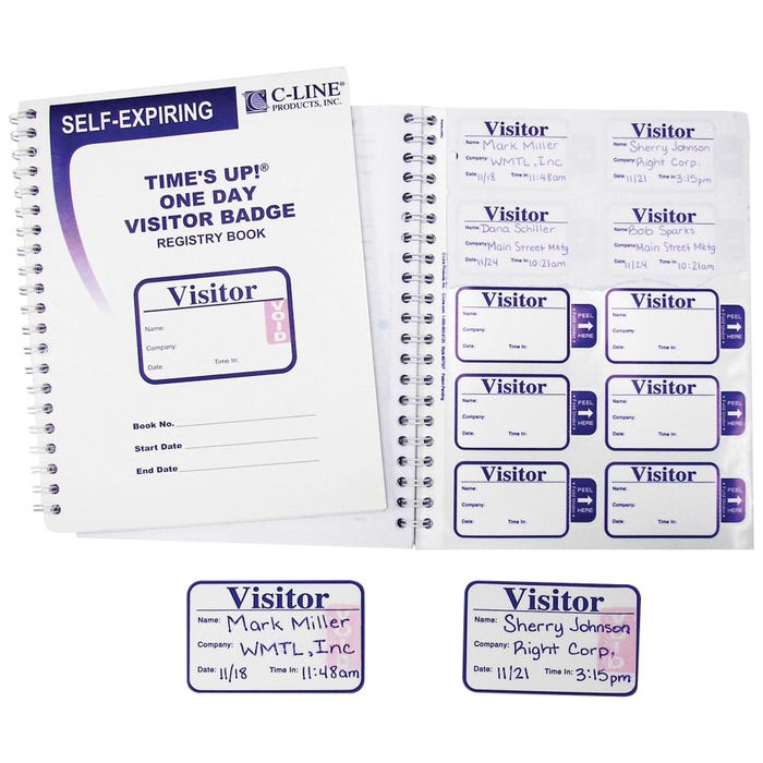 Time's Up! Self-Expiring Visitor Badges with Carbonless Registry Book