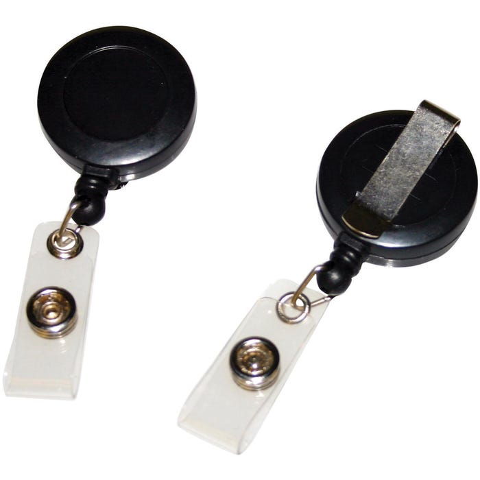 Fellowes Retractable ID Belt Clip, 1-1/4 x 4-1/2 Inches, Black, Pack of 25