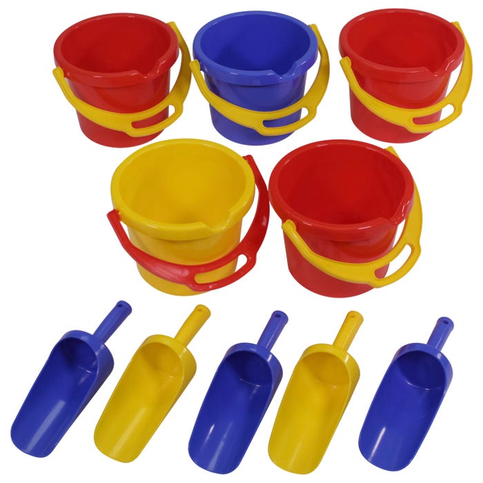 Childcraft Sand Pails and Scoops, Assorted Colors, Set of 10