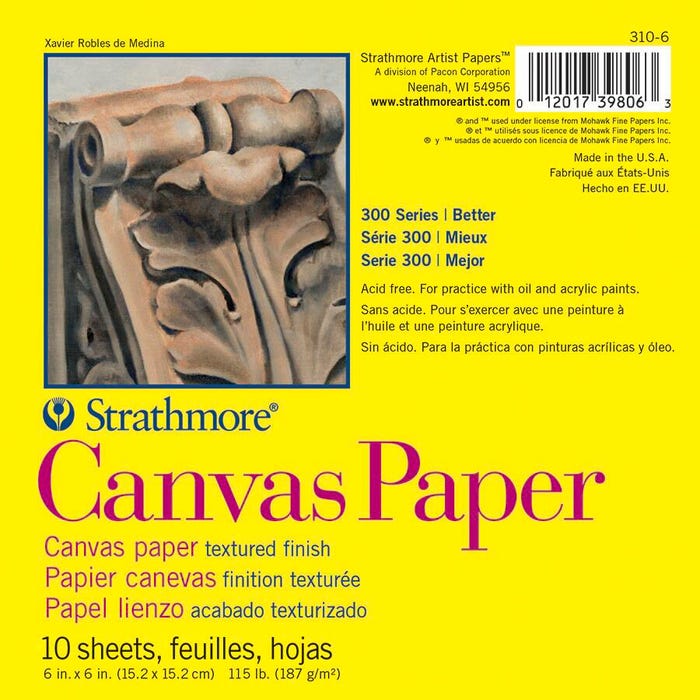 Strathmore 300 Series White Canvas Paper Pad, 6 x 6 Inches