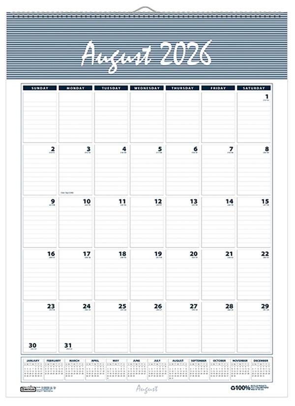 House of Doolittle Academic Wall Calendar, 12 Months, August 2026-July 2027, 22 x 31-1/4 Inches, Bar Harbor