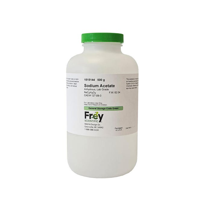 Frey Scientific Sodium Acetate, Anhydrous, Lab Grade, 500 Grams