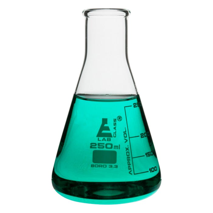 EISCO Erlenmeyer Flask 250mL Narrow Neck Borosilicate Glass