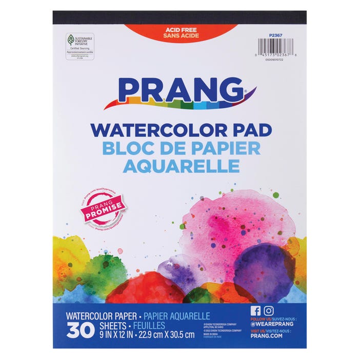 Prang Watercolor Pad, White, 9 x 12 Inches, 30 Sheets