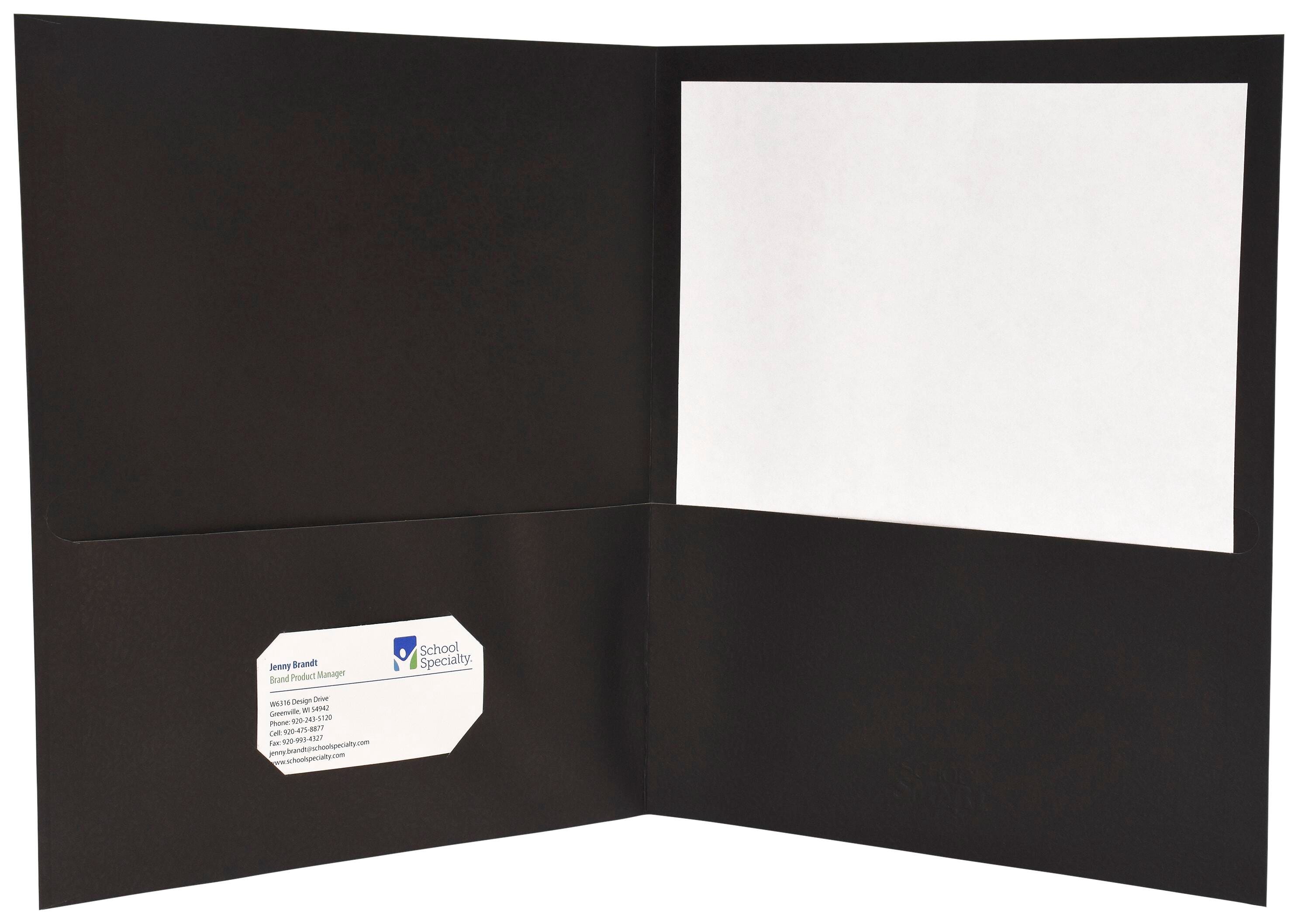 Image for School Smart 2-Pocket Folders with No Brads, Black, Pack of 25 from School Specialty
