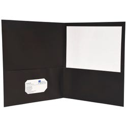 Image for School Smart 2-Pocket Folders with No Brads, Black, Pack of 25 from School Specialty