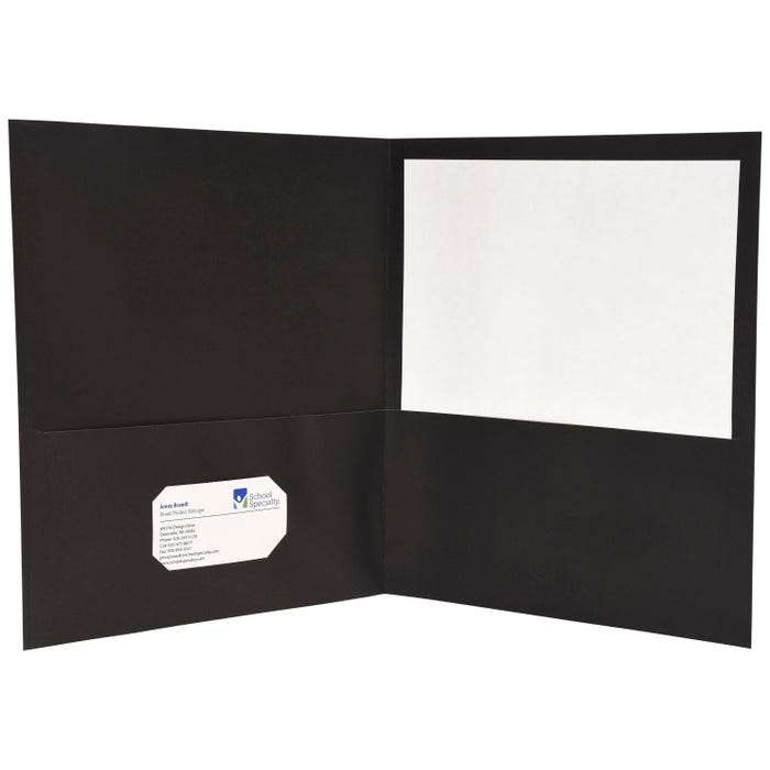 School Smart 2-Pocket Folders with No Brads, Black, Pack of 25