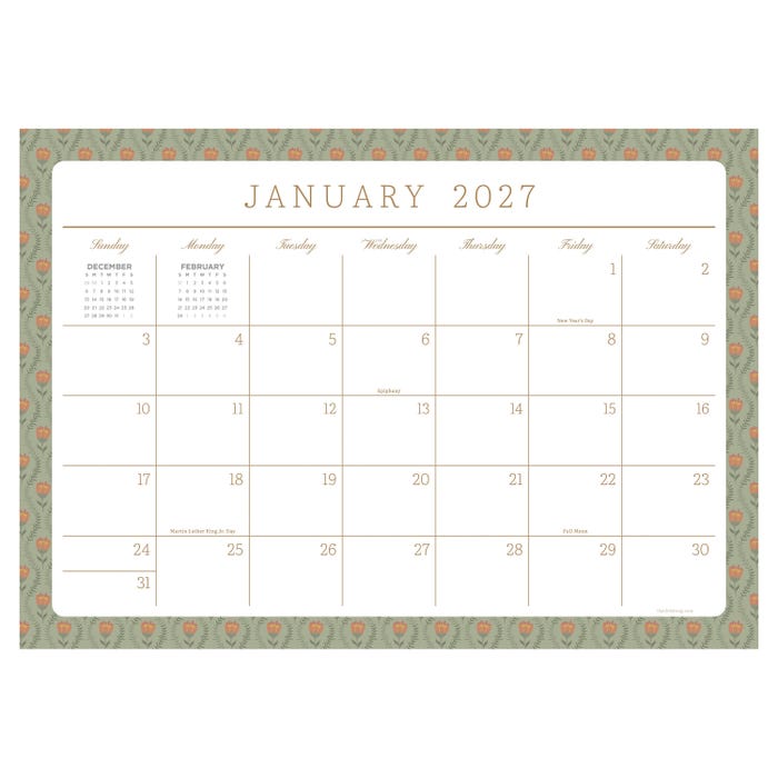 TF Publishing 2027 Medium Desk Pad Monthly Blotter Calendar, 12 x 17 Inches, Artisan Legacy