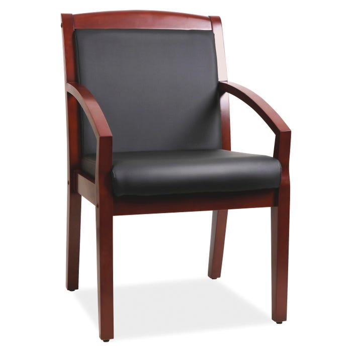Lorell Sloping Arms Wood Guest Chair, 23-1/4 x 24-3/8 x 35-7/8 Inches, Black/Cherry