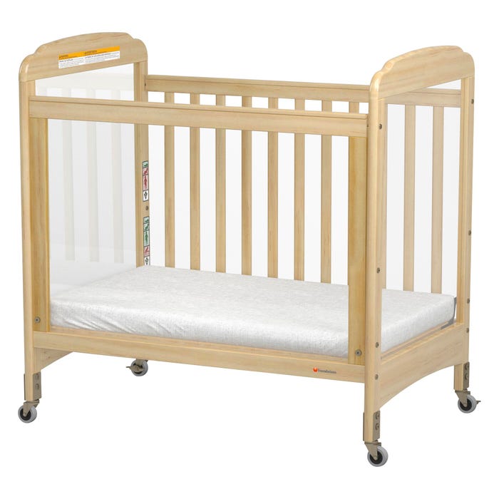 Foundations Serenity 3 Panel Clearview Fixed-Side Compact Crib, 39-1/8 x 26-1/4 x 40 Inches, Natural