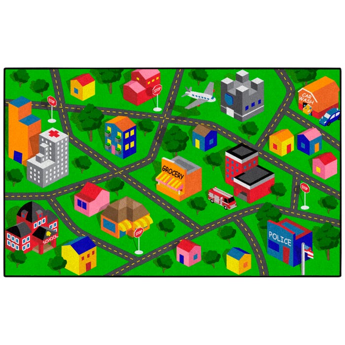 Childcraft ABC Furnishings Zoom Around Town Carpet for Classrooms, Rectangle