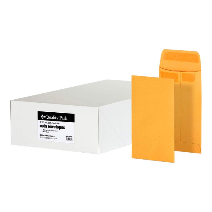 Quality Park #5-1/2 Kraft Coin Envelope, 3-1/8 x 5-1/4 Inches, Box of 500